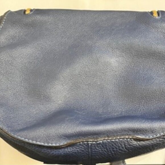 Authentic Chloe Marcie Medium Saddle Bag in Blue with Adjustable Strap - Picture 4 of 8